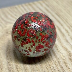 Shooter Destroyer Marble – Red with Metallic Sheen, Modern Frit Art Glass